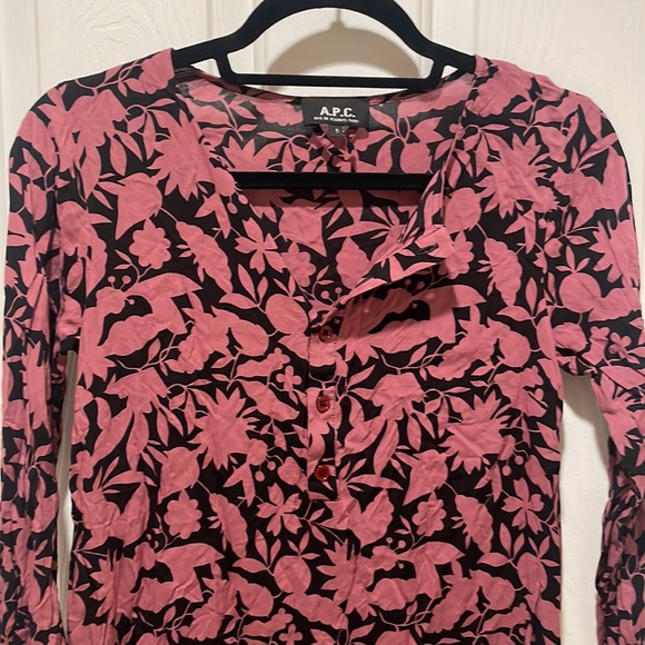 A.P.C. Paris womens long sleeve shirt tunic dress floral small s - Picture 3 of 7